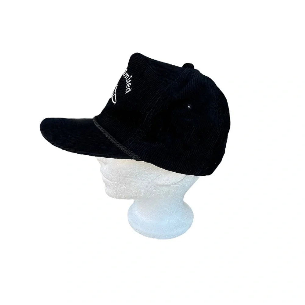 Vintage Ducks Unlimited Black Corduroy Rope SnapBack Hat Embroidered Logo Korea
